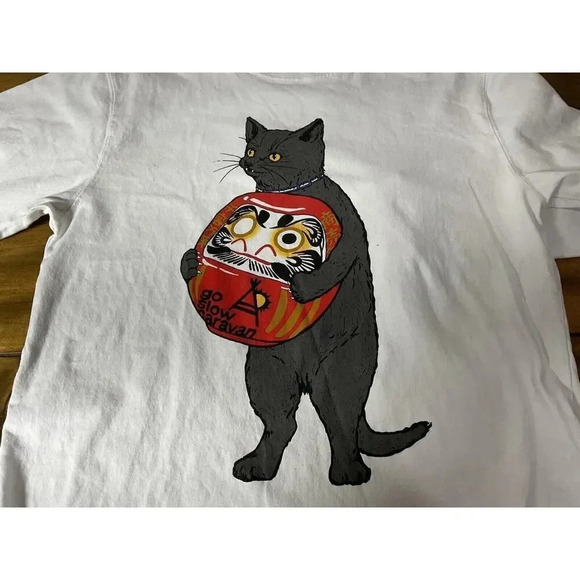Go Slow Caravan Graphic Cat Long Sleeve White T-Shirt Size 3 - Picture 10 of 10